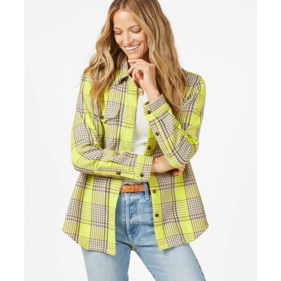 NWT OUTERKNOWN Blanket Shirt M/L Electric Lime Jones Organic Cotton Shacket M L - Picture 1 of 5